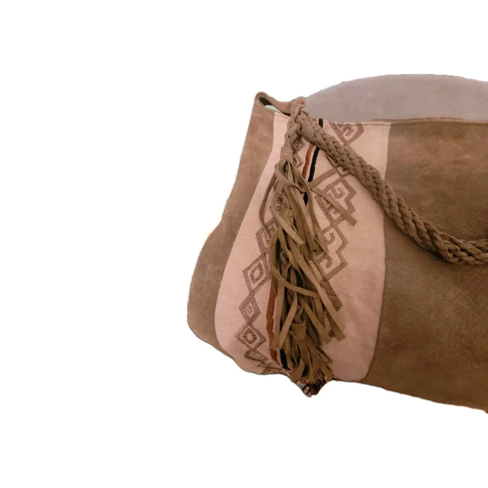 Vintage Free People Oversized Light My‎ Fire Fringe/Beaded Suede Boho Bag**ink**